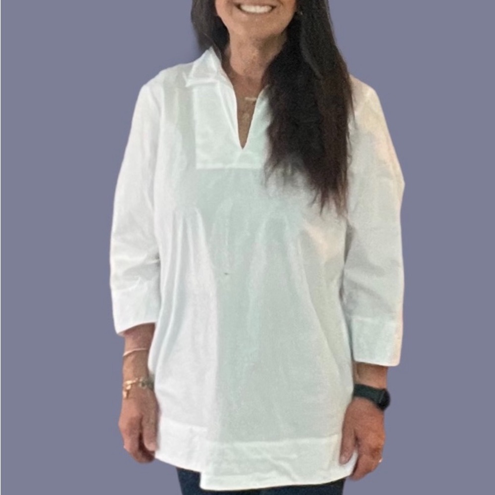 Lands' End Classic White Tunic Top